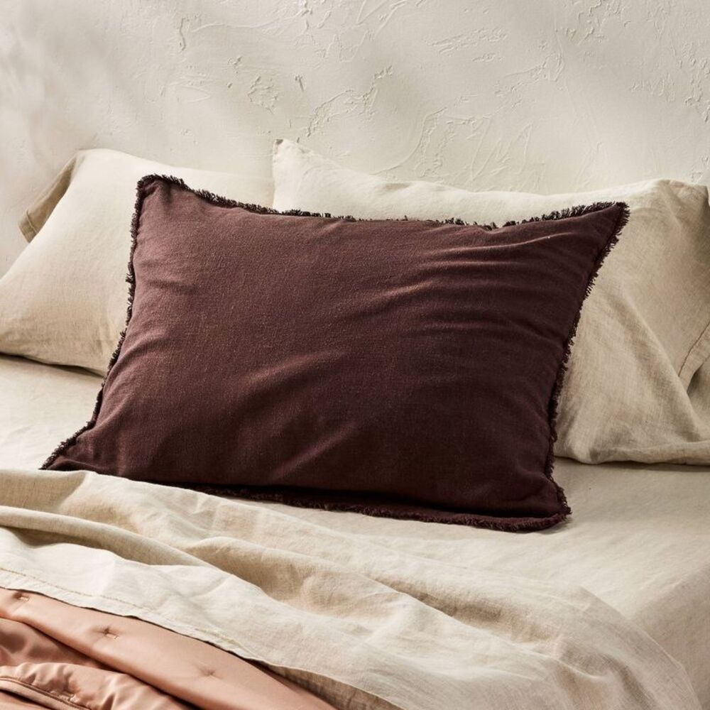 King Heavyweight Linen Blend Comforter Sham Dark Fig - Casaluna